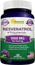 aSquared Nutrition Natural Resveratrol with Red Wine Extract - 180 Cápsulas - Trans Resveratrol Antioxidant Supplement Pills for Pure Heart Health - Extra Strength Trans-Resveratrol