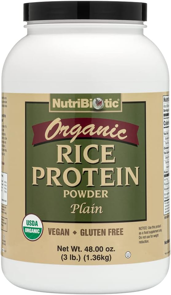 Nutribute Biotic Certified Organic Rice Protez plain, 3 Pound ® 124; Low Carbohydrom Vegan Protez Pows ® 124; Žaliavos, Sertifikuotas Kosher & Keto Friendly 124; Pagaminta be cheminių medžiagų, GMO & Gluten ® 124; Lengva skaitmeninti