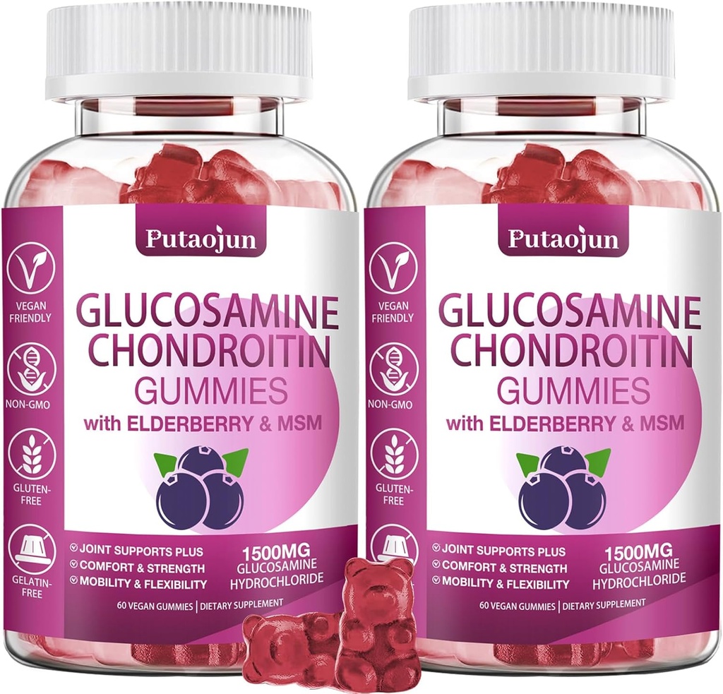 Gliukozamino Chondroitino papildai su MSM & Elderberry ® 124; gliukozamino Chondroitino Gummy suaugusiems & moterims vyrams ® 124; gliukozamino chondroitino Gummies Extra stiprumo
