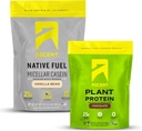 Ascent Casein Protein Powder Vanilla Bean 2 lb & Plant Protein Powder Chocolate 18 Servings
