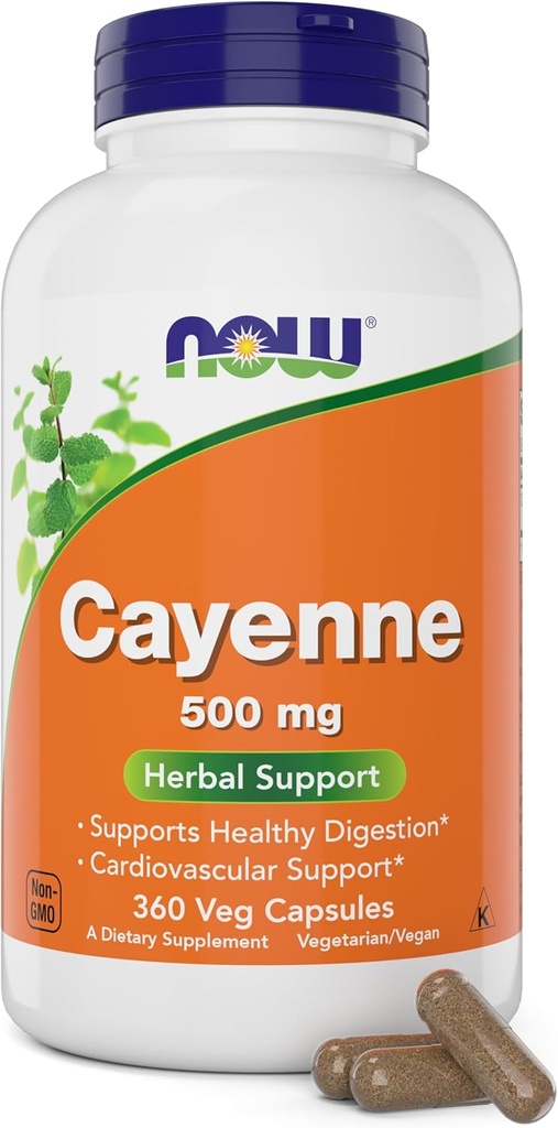 Nyní Cayenne (Capsicum annuum) 500 mg, 360 Veg Kapsle