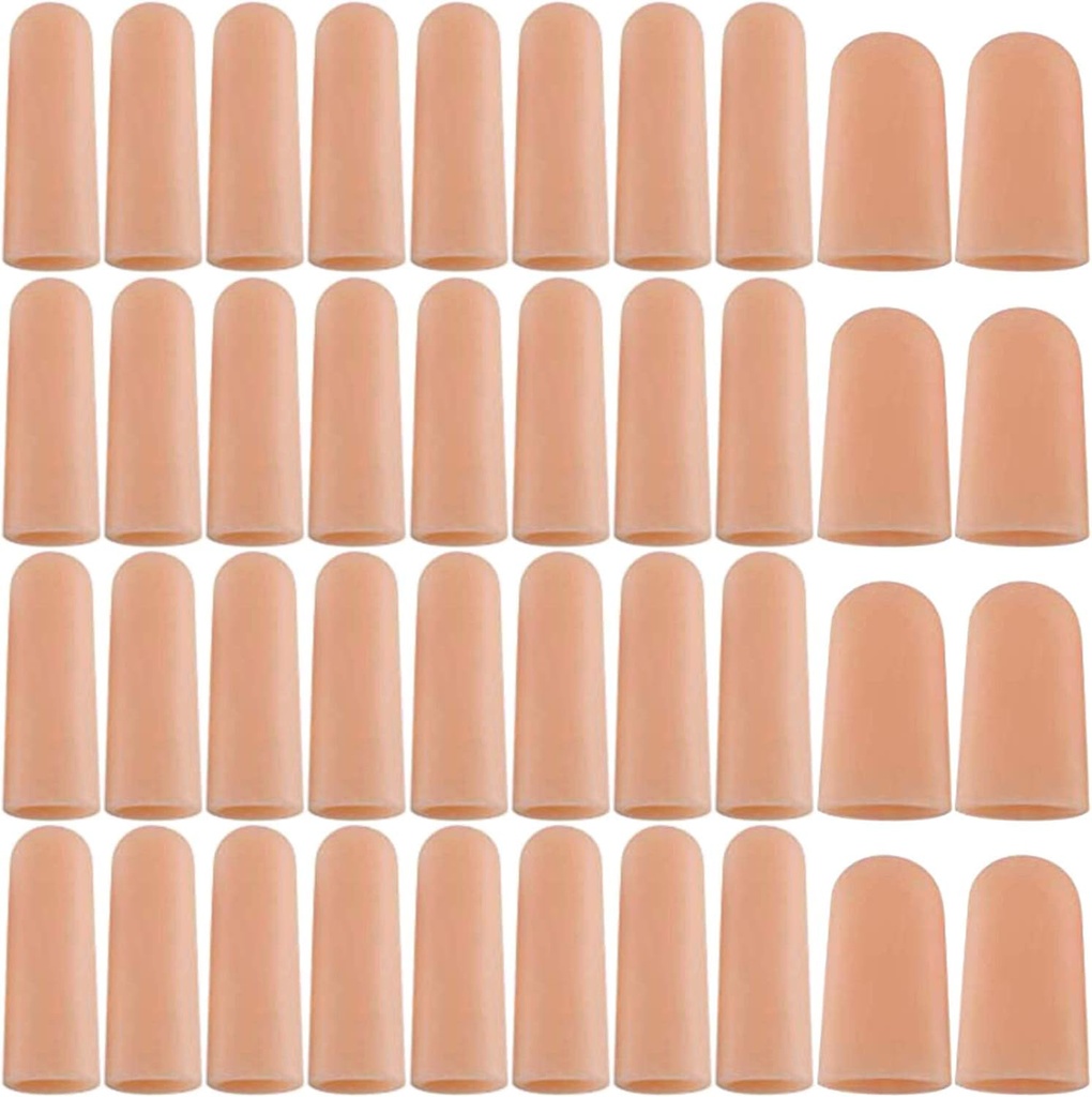 Guantes protectores de aletas de gel ANCIRS, cunas de aletas de gel / palancas - Diferentes tamaños Fingertips de silicona para agarre de manos, piel de eczema (40pcs)