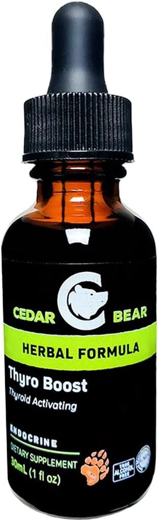 Cedar Bear Thyro Boost een vloeibare kruidensupplement dat helpt bij het activeren en bouwen van de schildklier functie en structurele integriteit 1 Fl Oz
