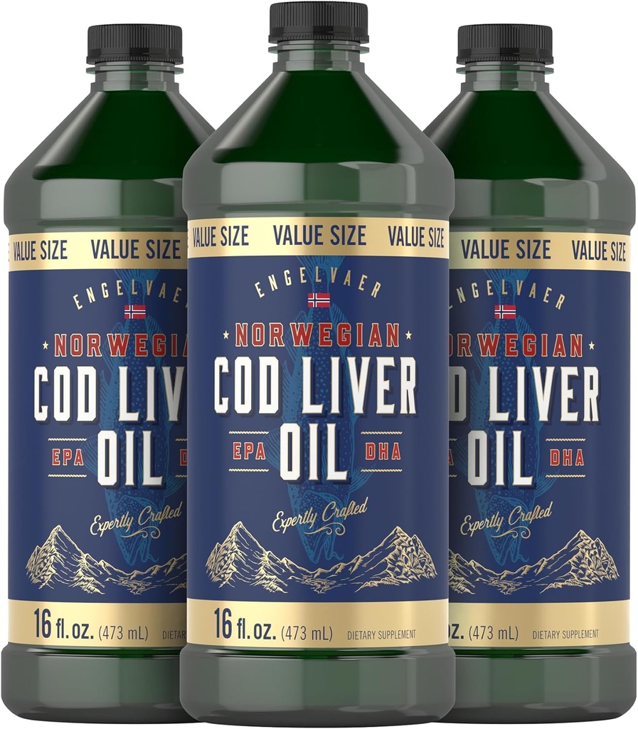 Carlyle Норвезька Cod Liver Масло 16oz пакет 3 пляшки рідка нефлавона рибна олія добавки не-GMO, клейковини безкоштовно
