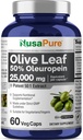NusaPure Olive Leaf 50: 1 Extract, 500 mg Ekvivalentní k 25,000mg - 50% Oleuropein Vegan / Vegetarian - Super síla č. olej 60 Kapsle
