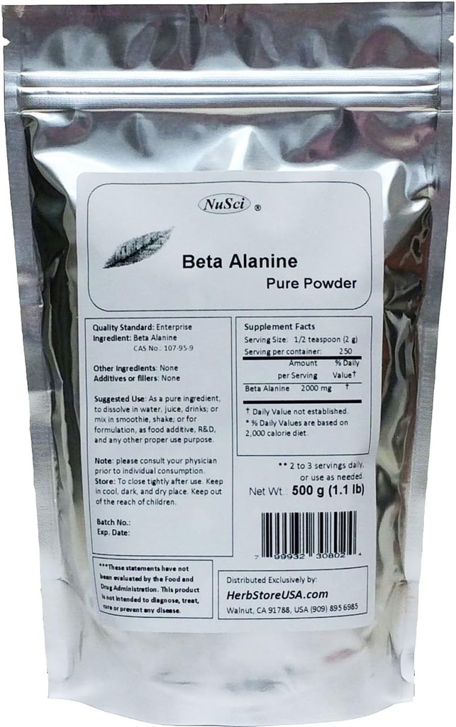 Beta Alanina Powder for Endurance (500 Grams (1.1 lb)