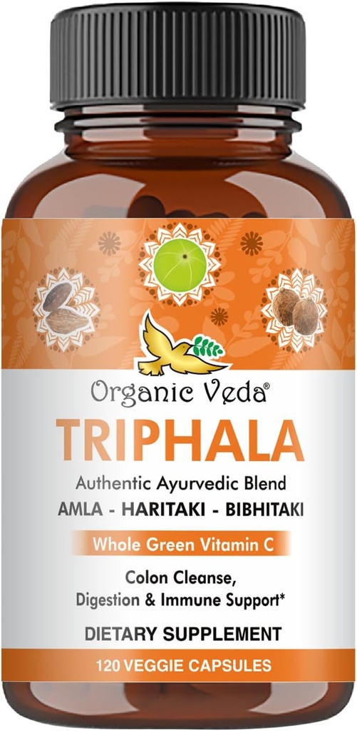 Promulta Orgànica Veda Towera Capsules - Ultra condensada Ala va extreure el Trimla apolític Triphala suplementari amb la Vitamina Natural - per a la neteja de punts, pell Radiance, Imunity & Digestion - 120 Vegan Pils