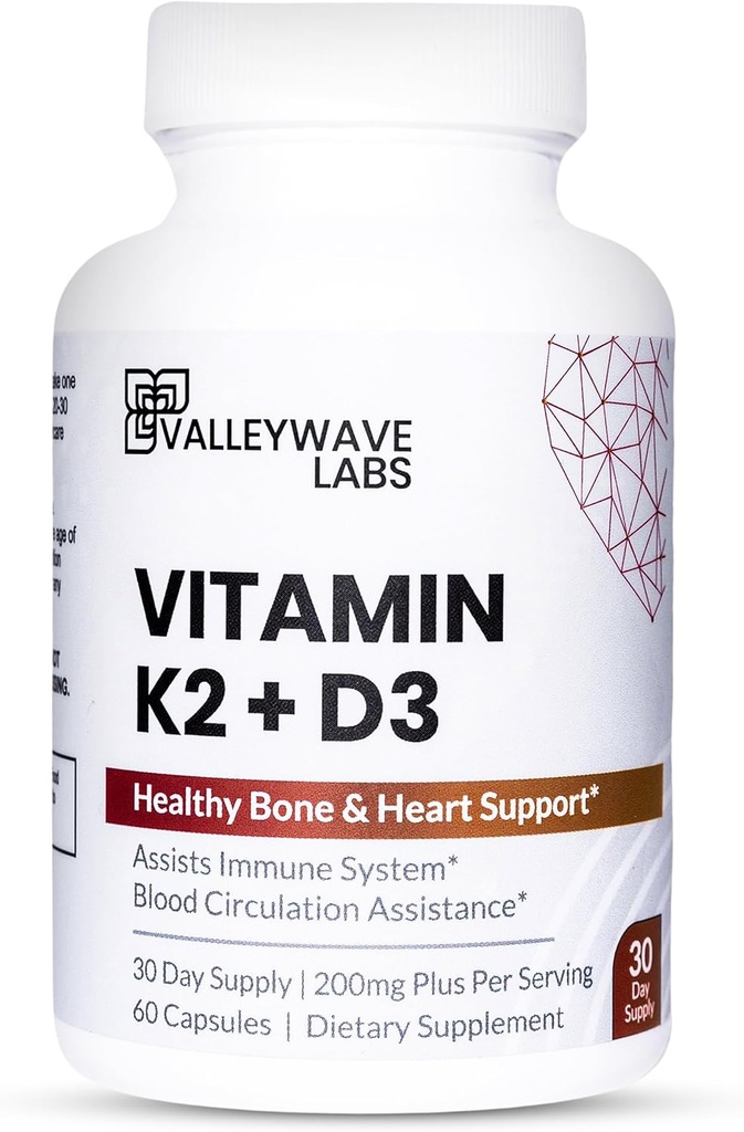 Vitamin D3 K2 Kapsle - 2- in-1 Vitamin K2 MK7 100 mcg + VIT D3 5000 IU (125 mcg) Dodatek stravy pro podporu kostí, zubů, svalů a imunitního zdraví *, 60 Počet