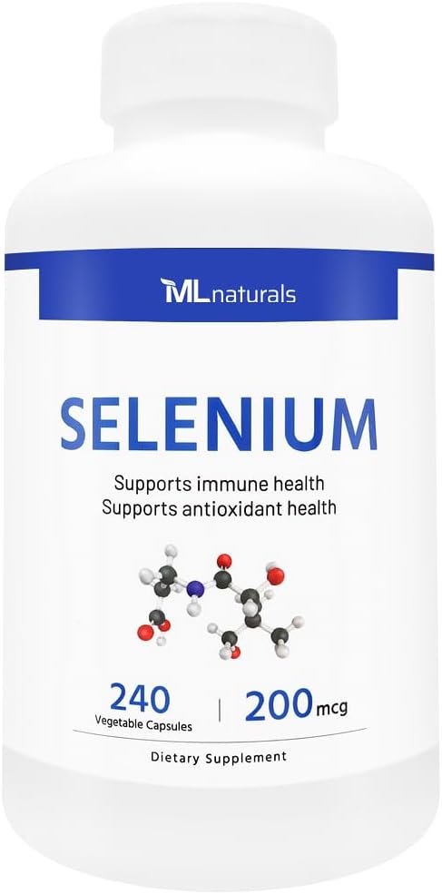 ML Naturals Selenium 200mmg 240 Capsules. Hỗ trợ Y tế Immune, NSF-Certified & cGMP- Compliant