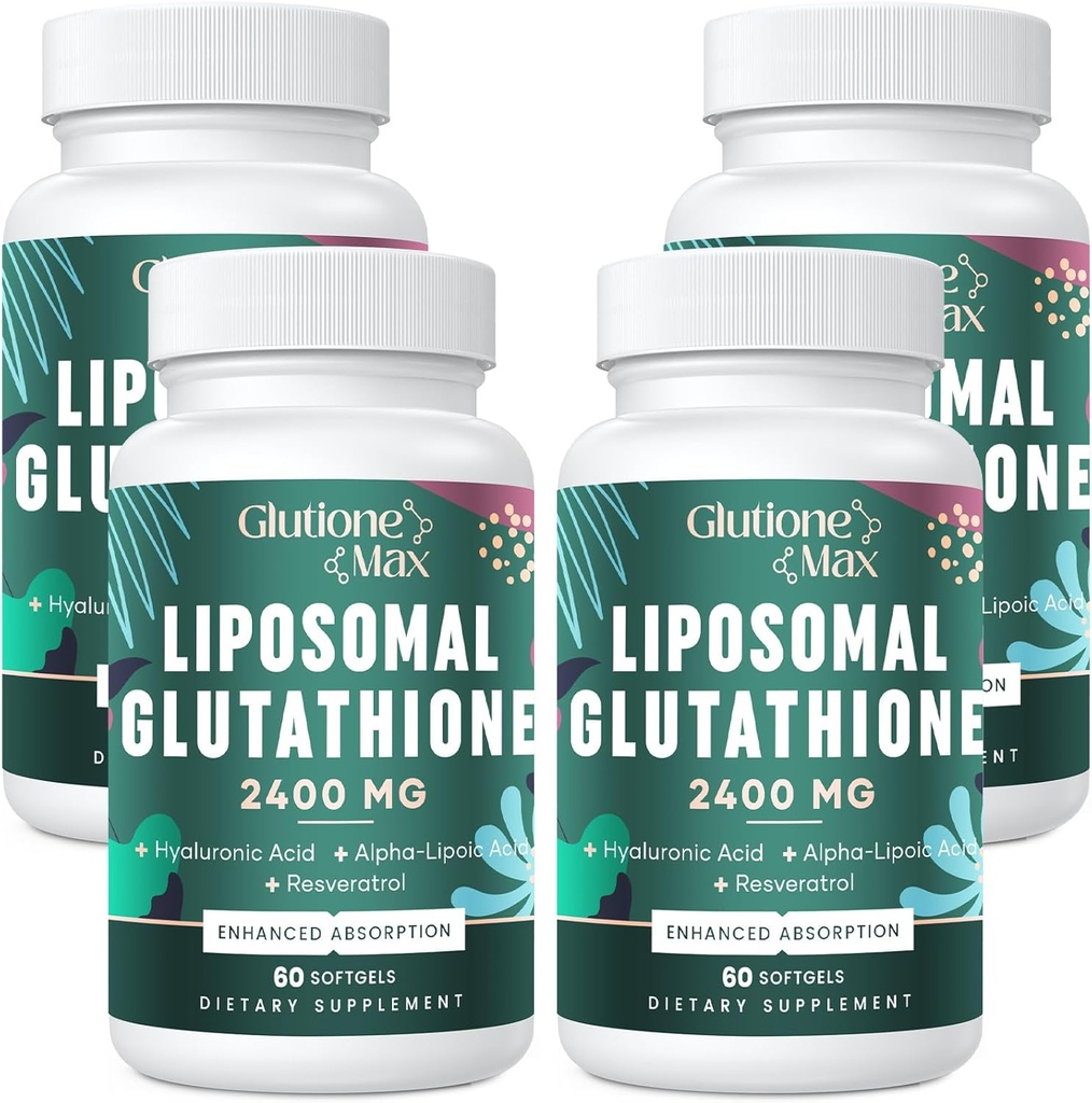 8-in-1 Liposomal Glutathione 2400 MG,高吸附抗氧化剂配方 – 用Hyaluronic酸,Alpha-Lipoic酸,Resveratrol - 皮肤,肝脏解毒和免疫系统,240软胶