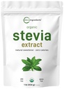 Pure Organic Stevia Powder, 1 pund (2 837 portioner), Högsta Grade Stevia Green Leaf Extract Reb-A | Reduced Bitter Aftertaste | 0 Calorie, Natural Sweetener, Sugar Alternative, Keto Friendly