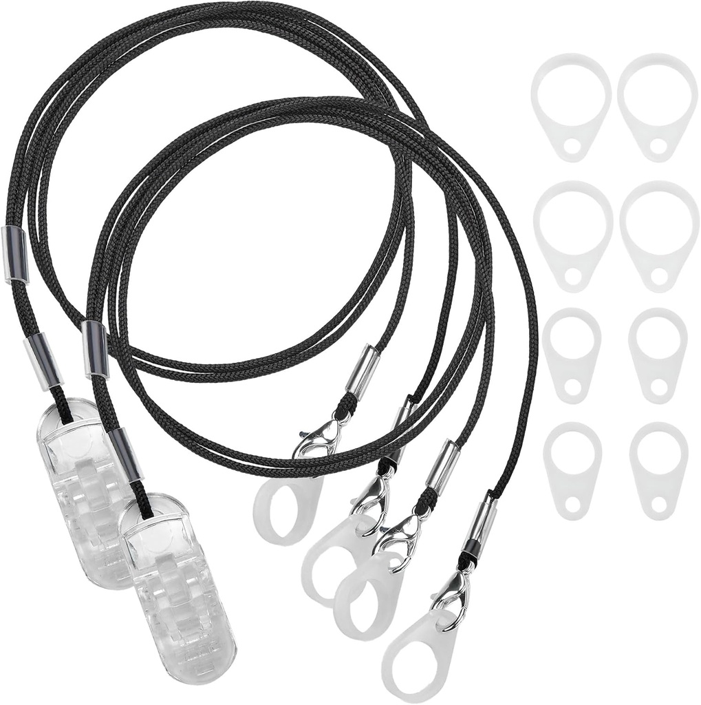 MEDca Hearing Aid קליפס - Protective Holder with Anti Lost Lanyard Cord - Rope with Loops ו- קליפ אבטחה קליפ אידיאלי עבור מאחורי מכשירי השמיעה של האוזן ומגברי סאונד אישיים (Pack of 2)