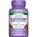 Nature's Truth Elderberry Immune Complex | 60 Chewable Tablets | Plus Vitamin C & Zinc | Mixed Berry | Vegan, Non-GMO, & Gluten Free Supplement