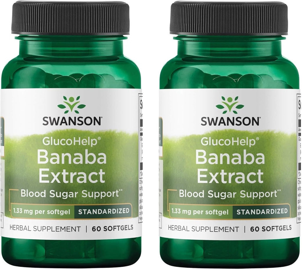 Swanson Glucohelp Banaba Extract - Standardoitu 1,33 mg 60 Sgels (2 pakkaus)