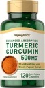 Piping Rock Turmeric Curcumin con Black Pepper 500mg | 120 cápsulas | Suplemento de herba estándar | Non-GMO, Gluten Free