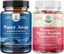Bundle of Water Away Pills - Fluid Retention Supplement with Dandelion Leaf Extract Extract for Bloating Relief - קפסולות לרגליים ורגליים Swelling and Women's Multivitamin Gummies for Adults Energy & Immunity