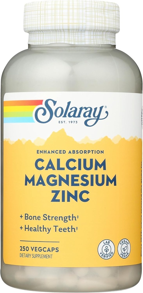 Solaray Calciu, Magneziu, Capsule de zinc, 250 Conte