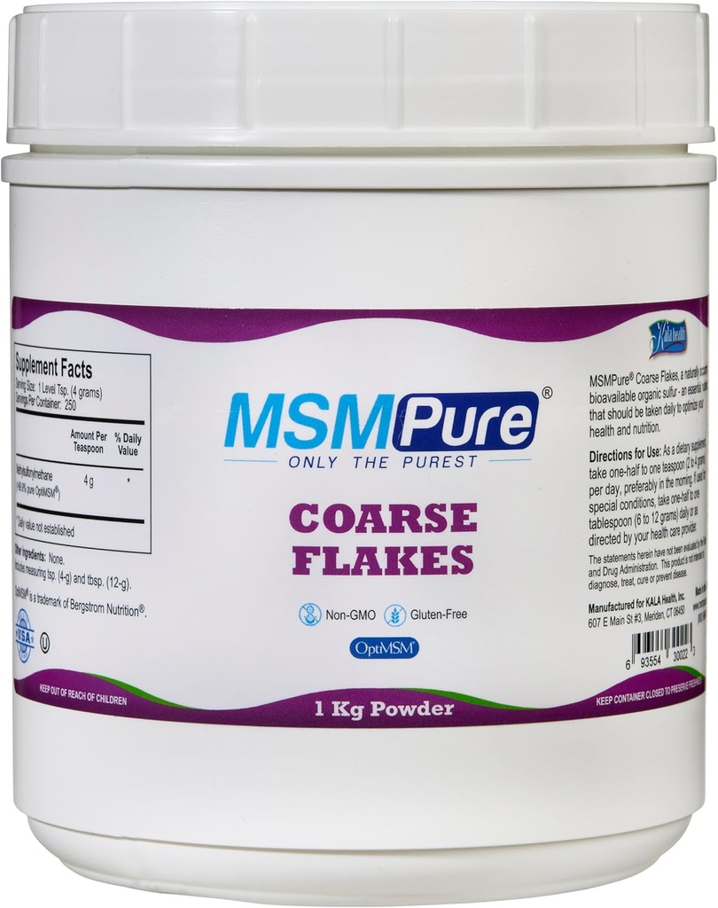 KALA HEALTH MSMPure Coarss MSM Powder - US- Made MSM for Joint Health, Skin Appetation, and Hair & Nail Dukung - 2.2 lb, Organik Sulfur
