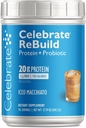 Celebrate Vitamīni Rebuild Olbaltumvielu Pulveris ar probiotikām un prebiotikām - 20g sūkalu izolātu proteīns, augsts Fiber, pēcbariatriskās ķirurģijas pacientiem - Iled Macchiato (15 Kalpo)