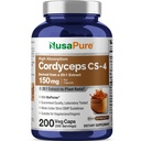 NusaPure Cordyceps CS-4 Capsules, 150 mg, 200 Veg Capsules (Non-GMO, Vegan)