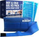מושלם Remedy 2Pack Gel Ice Packs עבור פציעות עם כיסוי, גמיש חם קר קומפרס, Soothing Soft Ice Packs לעזרה בתנאי פציעות, אלטרנטיבה לבקבוק מים חמים (כחול, רגיל)