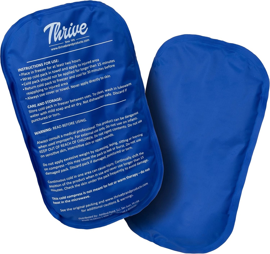 Pacchetti di ghiaccio Thrive per lesioni riutilizzabili - Grande, blu scuro, 2 Conte - Gel Ice Packs & Cold Compress Pads per collo, spalla, ginocchio & schiena dolore - Terapia flessibile, a lunga durata
