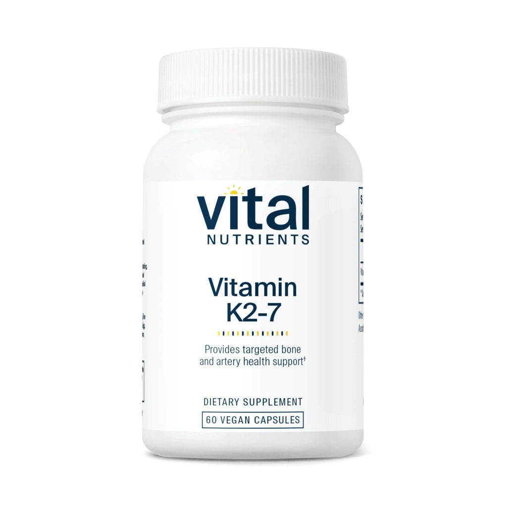 Vital Nutrients Vitamin K2-7 - Promotes Cardiovascular, Heart, Bone Health* - Vitamin K2 + MK7 - Vegan Supplement - Gluten, Dairy, Soy Free - Non-GMO - 60 Capsules