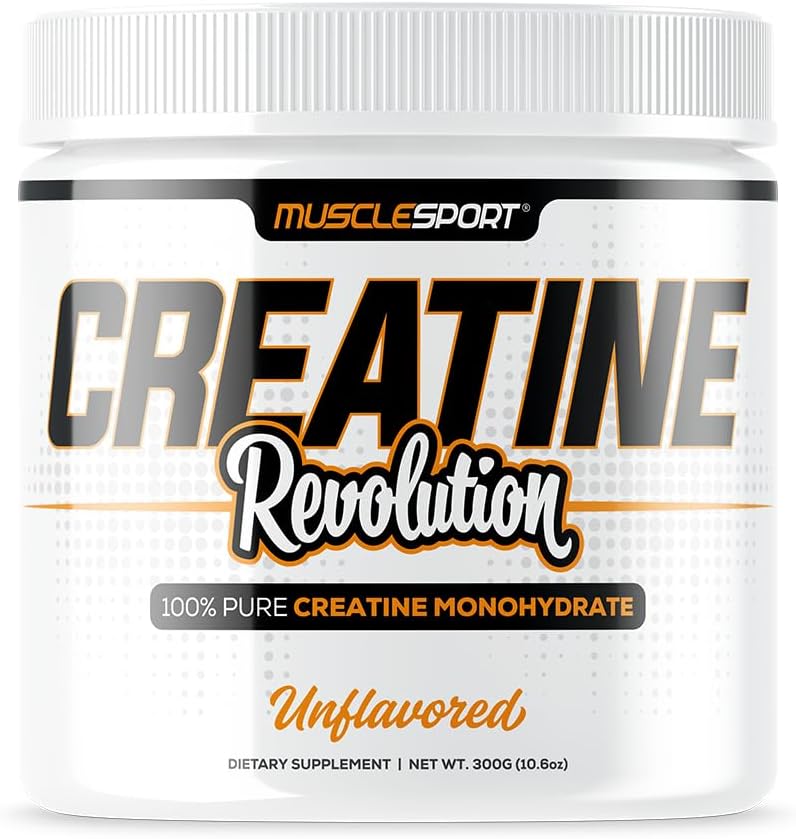 Musclesport Creatine Monohydrate Powder - Micronized Creatine Monohydrate - Energia, Indarra eta Endurance - 300g, Unflavored