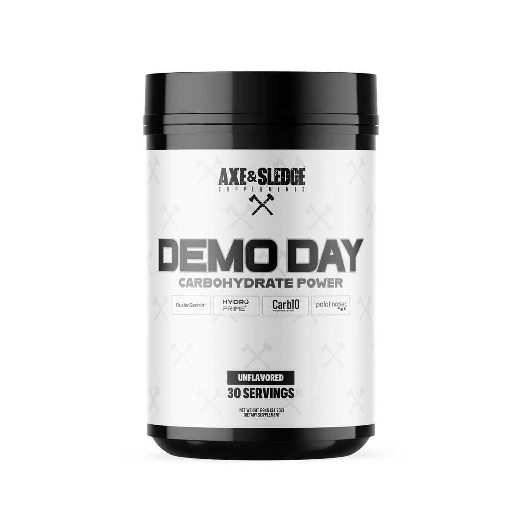 Axe & Sledge Supplements Demo Day Intra-Workout Carbohydrate Powder with Cluster Dextrin, Carb10, Hydromax, & Palatinose, Enhances Performance and Pumps, 30 Servings (Unflavored)