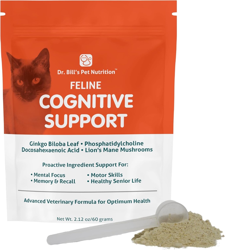 Suplemento de soporte de memoria para gatos | Contén Gingko Biloba, L-Carnosina, vitamina B-12, L-Glutamina, L-Tyrosina e DHA