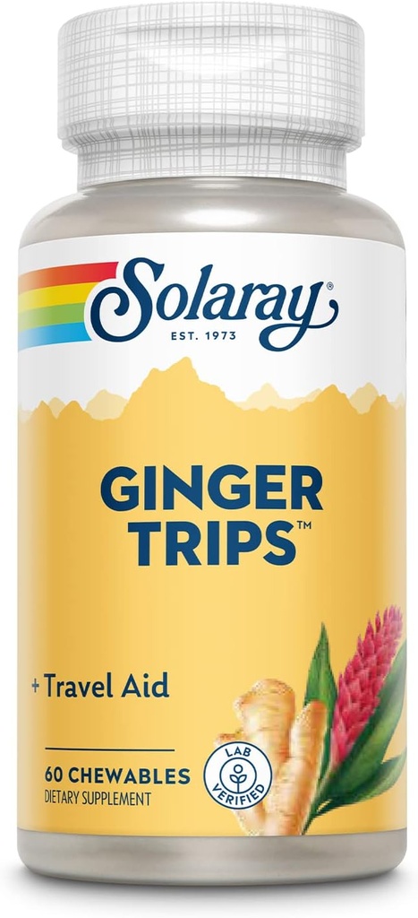SOLARAY Ginger Trips Du lịch viện trợ (Phude Helps) Nguồn gốc (Phude Healthy Health) w/Hries, Stevia & Molakes 60 grassables