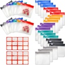 35 + 2 szt. Torby z porcelany Zippert Pill Pouch Zestaw z 2 arkusze Etykieta, 7 Kolory Pill Pouches for Medicine Travel wielokrotnego użytku Małe plastikowe torby z piletem dla podróży / Home Codzienne korzystanie