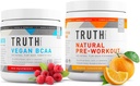 Truth Nutrition Natural Athlète Workout Stack - Pré-entraînement naturel (Orange Tangerine) + Vegan BCAA (Raspberry rouge)