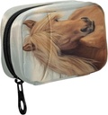 Fustylead Beautiful Brown Horse with Long Mane Pill Organizer Case con Zipper 2 veces ao día para a vitamina e o suplemento, 7 Day Travel Organizer Medicine Case