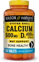 MASON NATURAL Calcium 500 mg (Oyster Shell) D3- vitaminnal a normál csont- és izomműködés támogatására, 250 tabletta