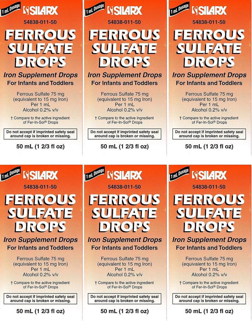 Vas cseppek Vas kiegészítés Borsmenta Flavor Generikus Enfamil Fer- In- Sol vaspótló cseppek csecsemők, Toddlers & Children Measuring Dropper Tartalmazza 50 ml palackban csomag 6