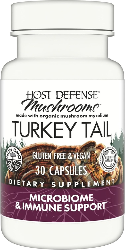 Host Defense Tail Capsules - Digetical Health & Imune Response Supplement - Mushroom Suplemen Gastraintestinal & Gut Microbiome Dukungan - 30 Capsules (15 Pelayan) *