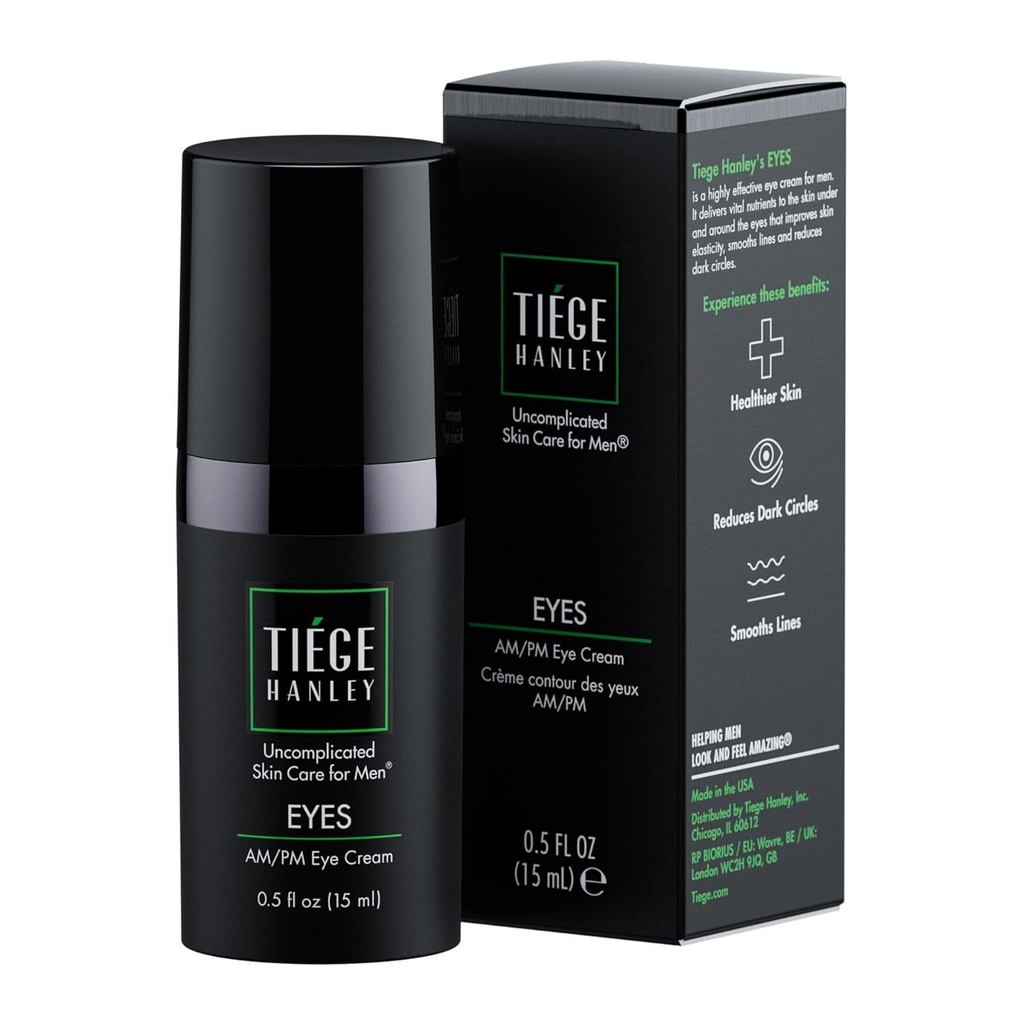 Tiege Hanley Eye Cream per gli uomini | Riduce Dark Circles, Borse sotto gli occhi, Puffiness & Crow’s Feet – Anti-invecchiamento sotto il trattamento degli occhi, 0.5 oz