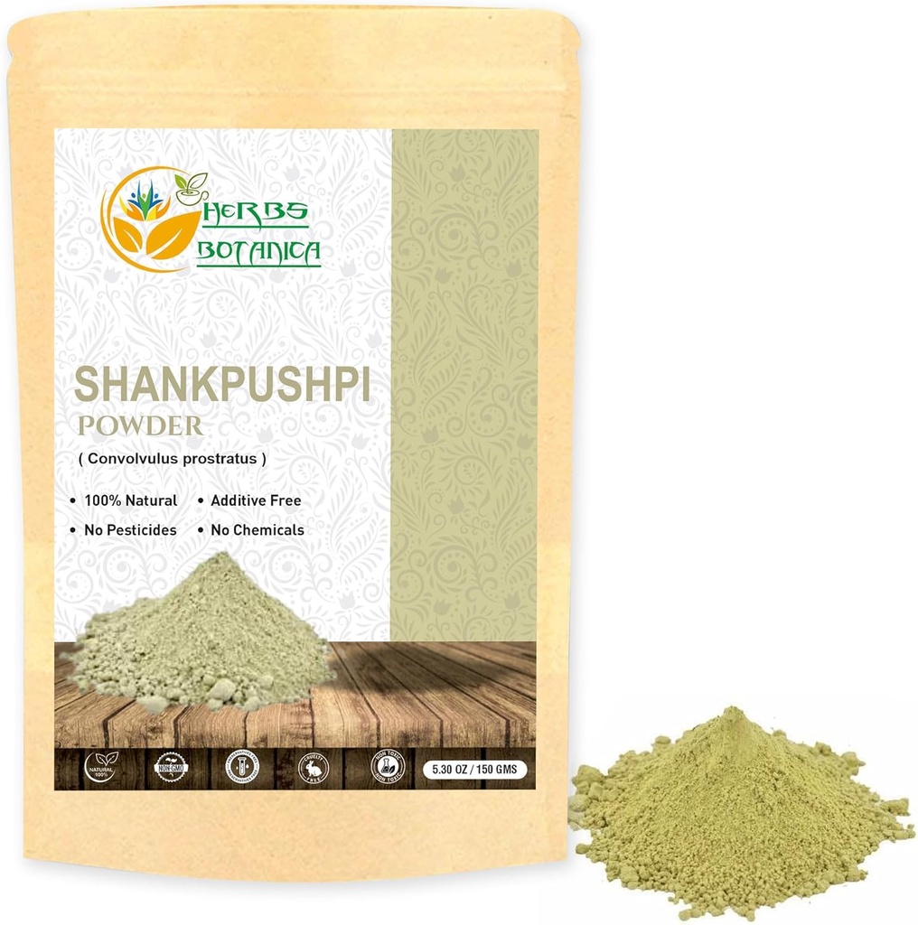 Herbs Botanica Shankhpushpi Powder Convolvulus Pluricaulis 100% Natural | Supports Digestion, Immunity, & Cognitive Function 5.3 oz