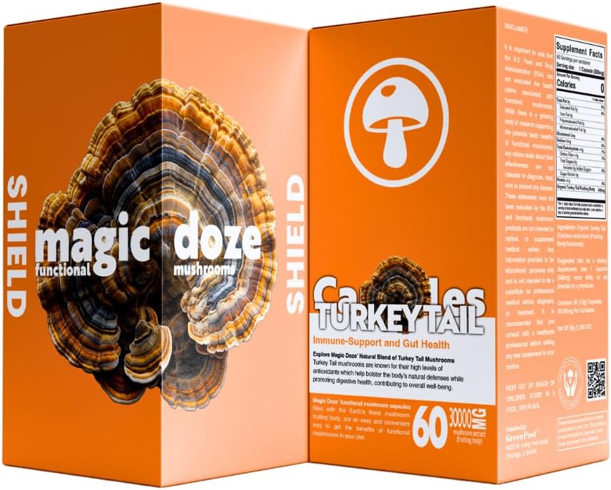 Magic Doze ™ Turcja Grzyb z ogonem Kapsułki - 60 Kapsułek do immunologicznego wsparcia i zdrowia