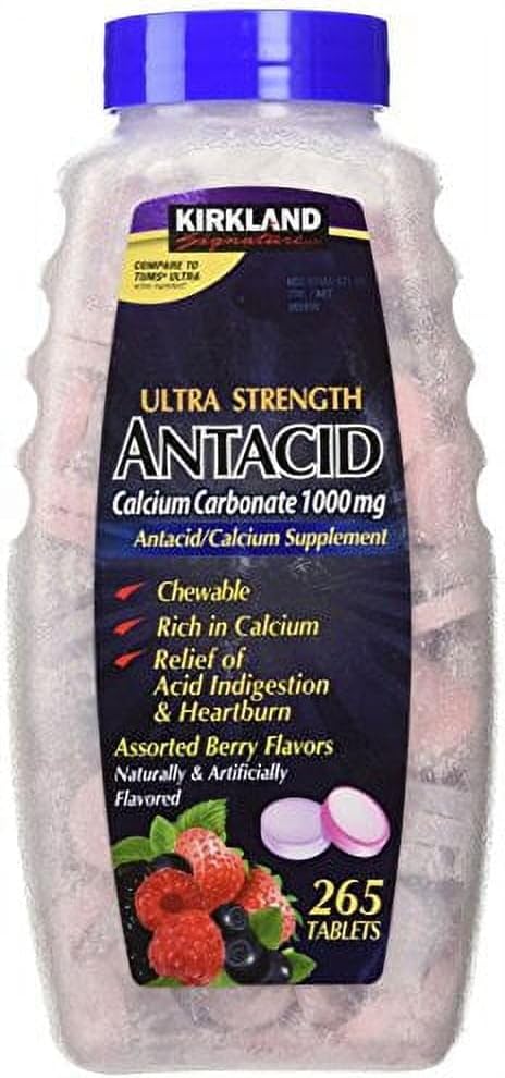 Kirkland Signature Ultra Strength Antacid Calcium Carbonate 1000 MG Asgrid Berry Flavors (265 tablet)