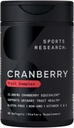 Sports Research Cranberry Fruit Complex Supplement - Softgels for Urinary Tract Health Support - Equal to 25,000mg of Cranberries, Made with Pacran & Vitamins C & E - Non-GMO & Gluten Free - 90 Count