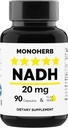 MONOHERB NADH 20 mg - 90 Вегетариански капсули - Редукция на Nicotinamide Adenine Diculotide Допълнение