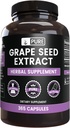 תכונות מקוריות טהורות Grape Seed Extractd Extractd (365 קפסולות) No Magnesium Or Rice Fillers, Always Pure, Lab מאומת