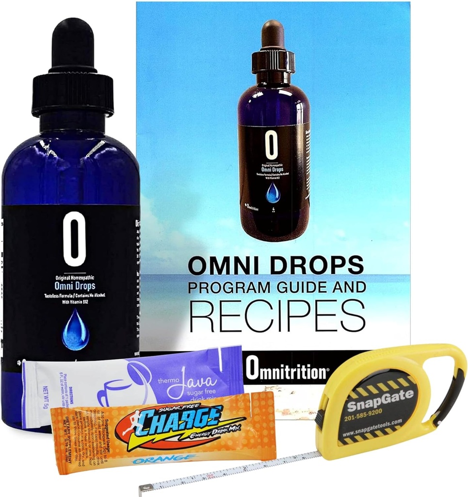 Omni Drop Program , Authentic Omnitrition - Basic Bundle Sisaldab *** 4 oz Pudel Omni tilgad vitamiin B12 programmi juhend, proovid ja Snapgate 10 Ft. Carabiner Tape mõõt