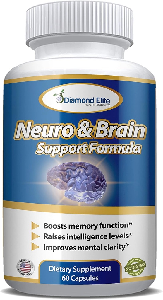 Neuro & Brain Care, תוספת חיזוק המוח לזיכרון, מיקוד וקלילות - Boosts Memory Function, Intelligence Levels & Focus, Premium Brain Health Supplement for Men & Women, 60 קפסולות