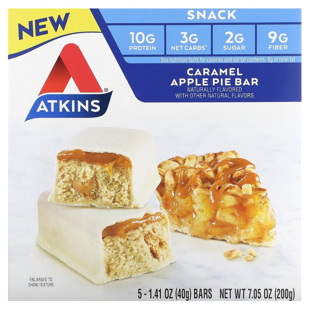 Atkins Snack, Caramel Apple Pie Bar, 5 Bars, 1.41 oz (40 g) Each