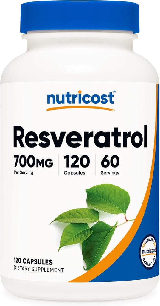 Nutricost Resveratrol 700 mg, 120 kapsul - brez glutena, brez glutena, brez GMO