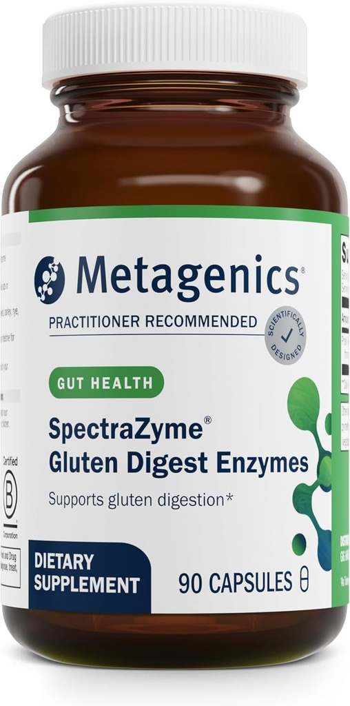 Metagenics Spectrazyme Gluten Digest Enzimes - Digestive Enzyme - Súgó Digest Wheat, Barley & Rye Grains * - Gut Health Supplement * - Non-GMO, Gluten- Free & Vegetarian