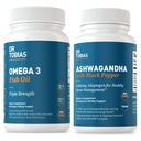 Dr. Tobias Omega 3 Fish Oil and Ashwagandha Capsules, Support Overall Wellness & Balanced Energy & Resilience, Non-GMO